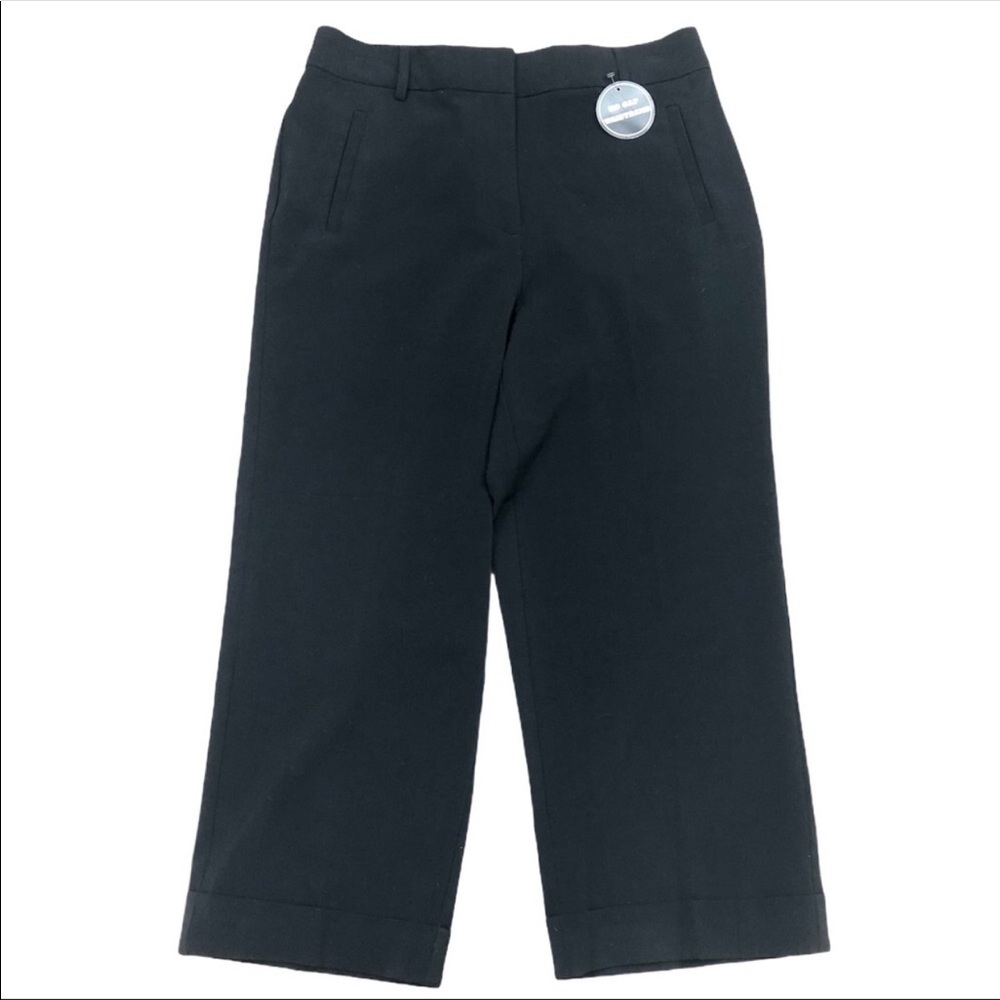 Counterparts front zip pocketed cuffed black dress/office capris